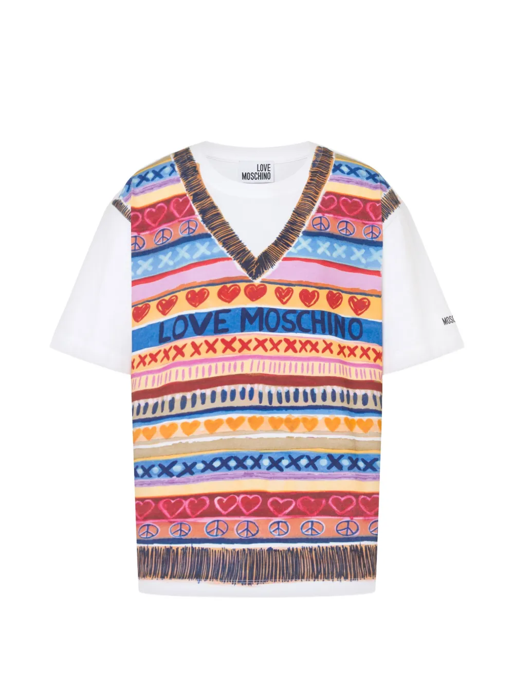 Love Moschino T-shirt in jersey di cotone con stampa - Bianco