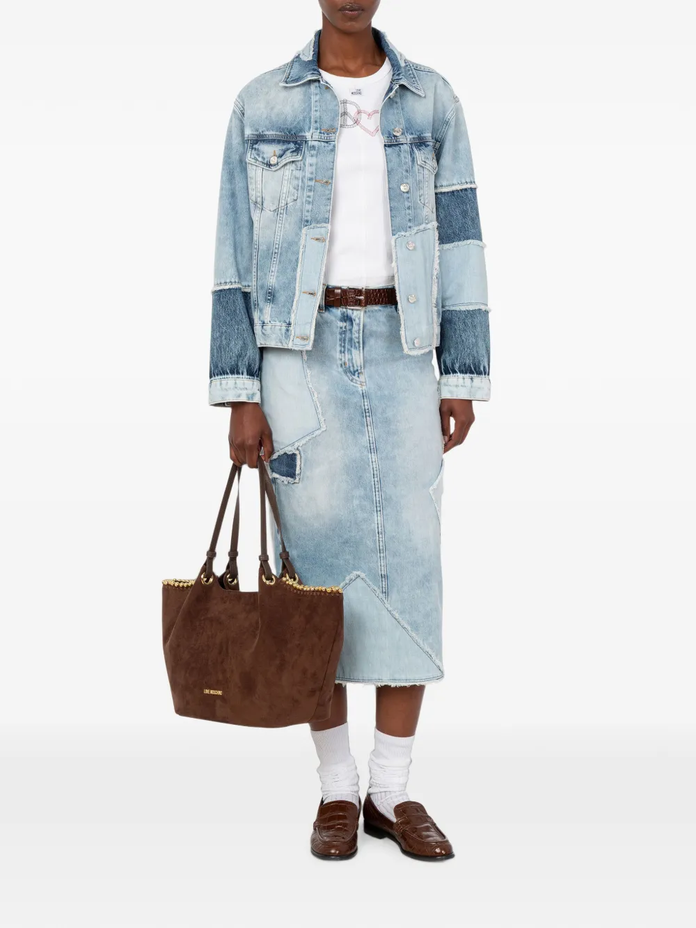 Love Moschino Spijkerrok met patchwork Blauw