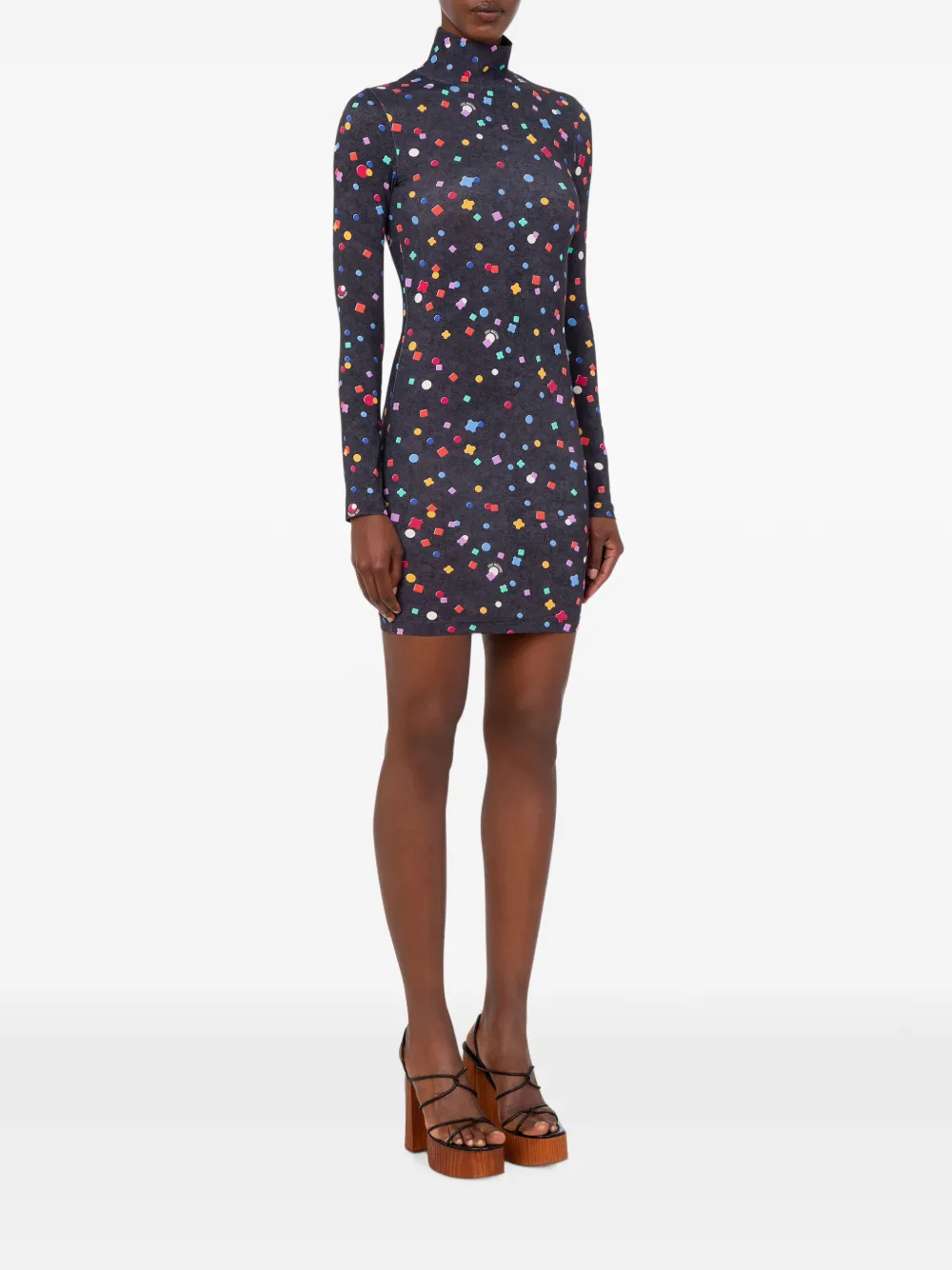 Love Moschino Mini-jurk van technisch jersey met print Grijs