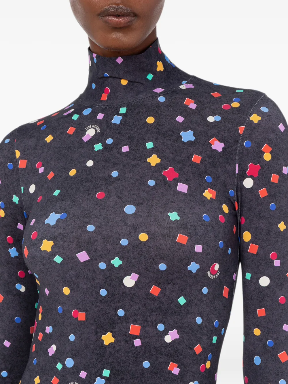 Love Moschino Mini-jurk van technisch jersey met print Grijs