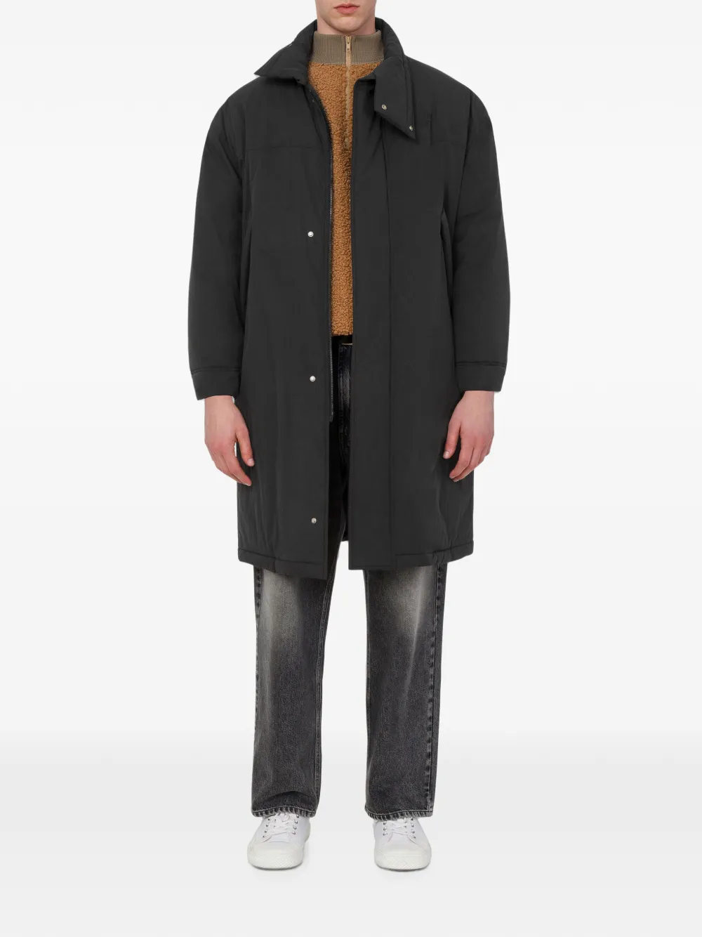 Love Moschino Lang lichtgewicht nylon donsjack Zwart