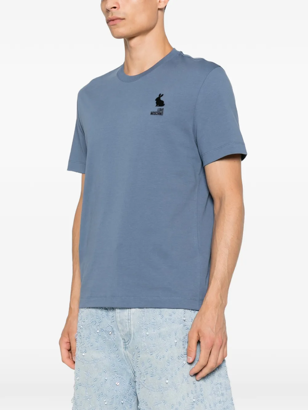 Love Moschino T-shirt met geborduurd logo Blauw