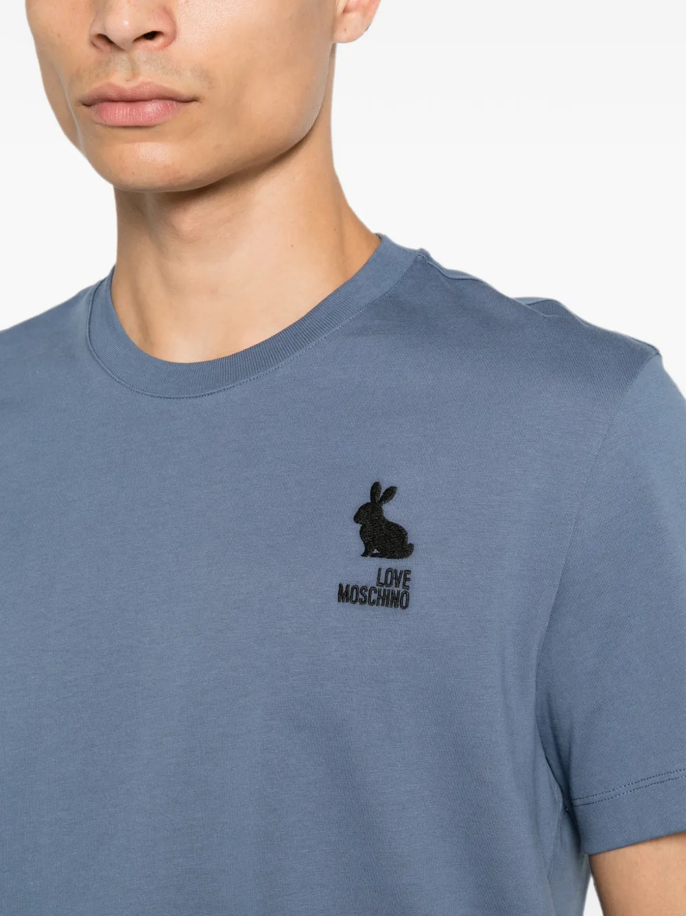 Love Moschino T-shirt met geborduurd logo Blauw
