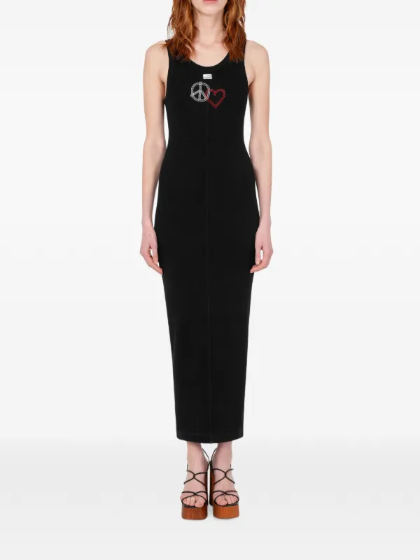 love moschino black dress Love Moschino - Embroidered stretch cotton dress - Black