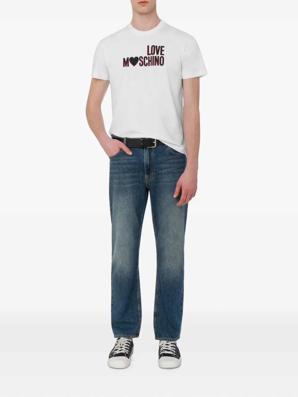 Love Moschino Katoenen T-shirt met logoprint Wit