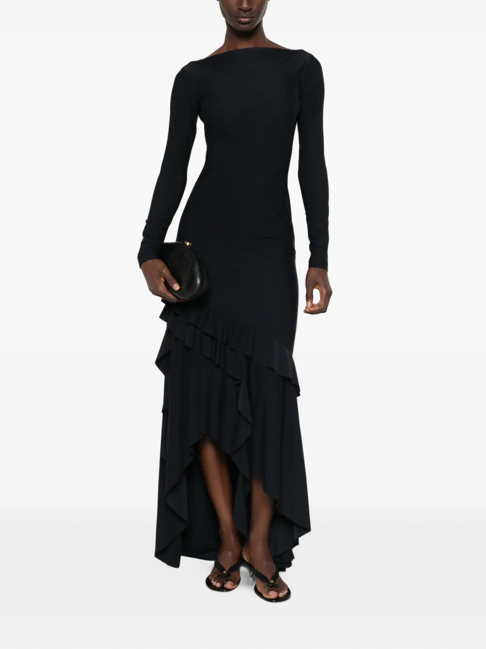 Love Moschino Asymmetrische jurk met ruches Zwart