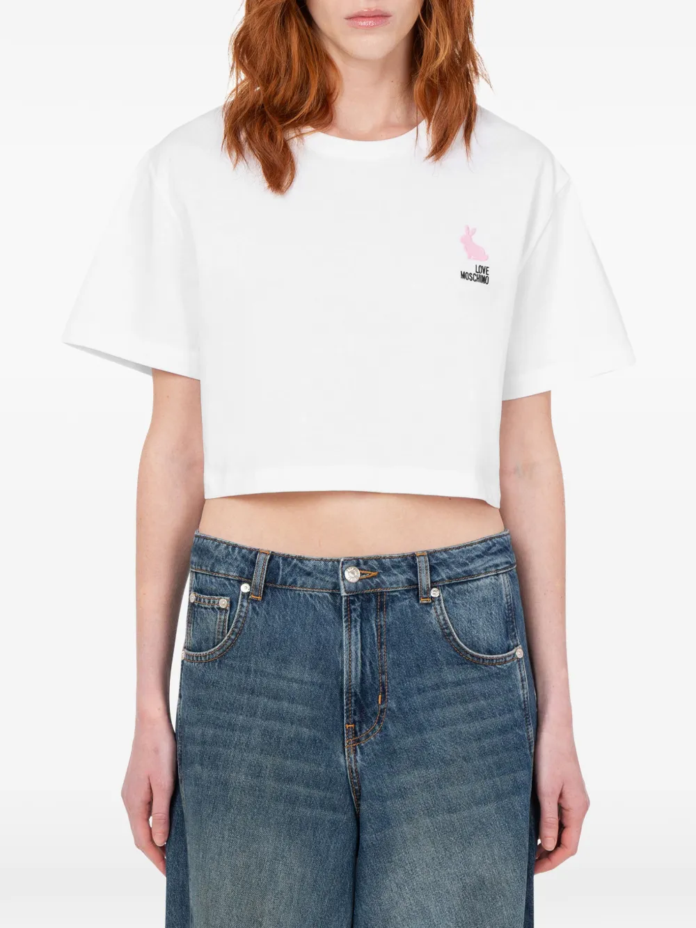 Love Moschino T-shirt met borduurwerk Wit