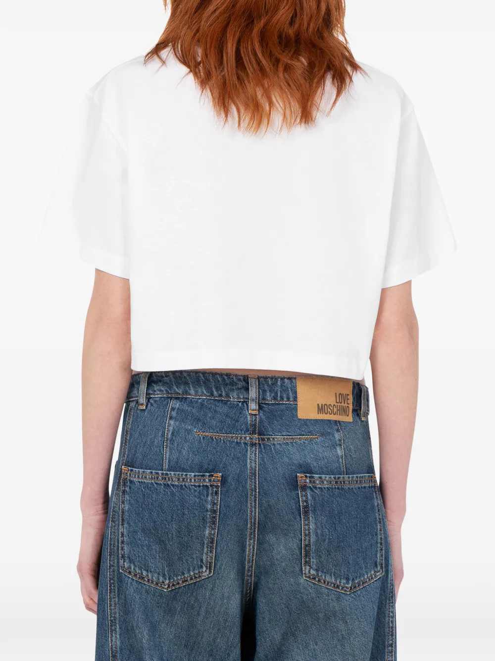 Love Moschino T-shirt met borduurwerk Wit