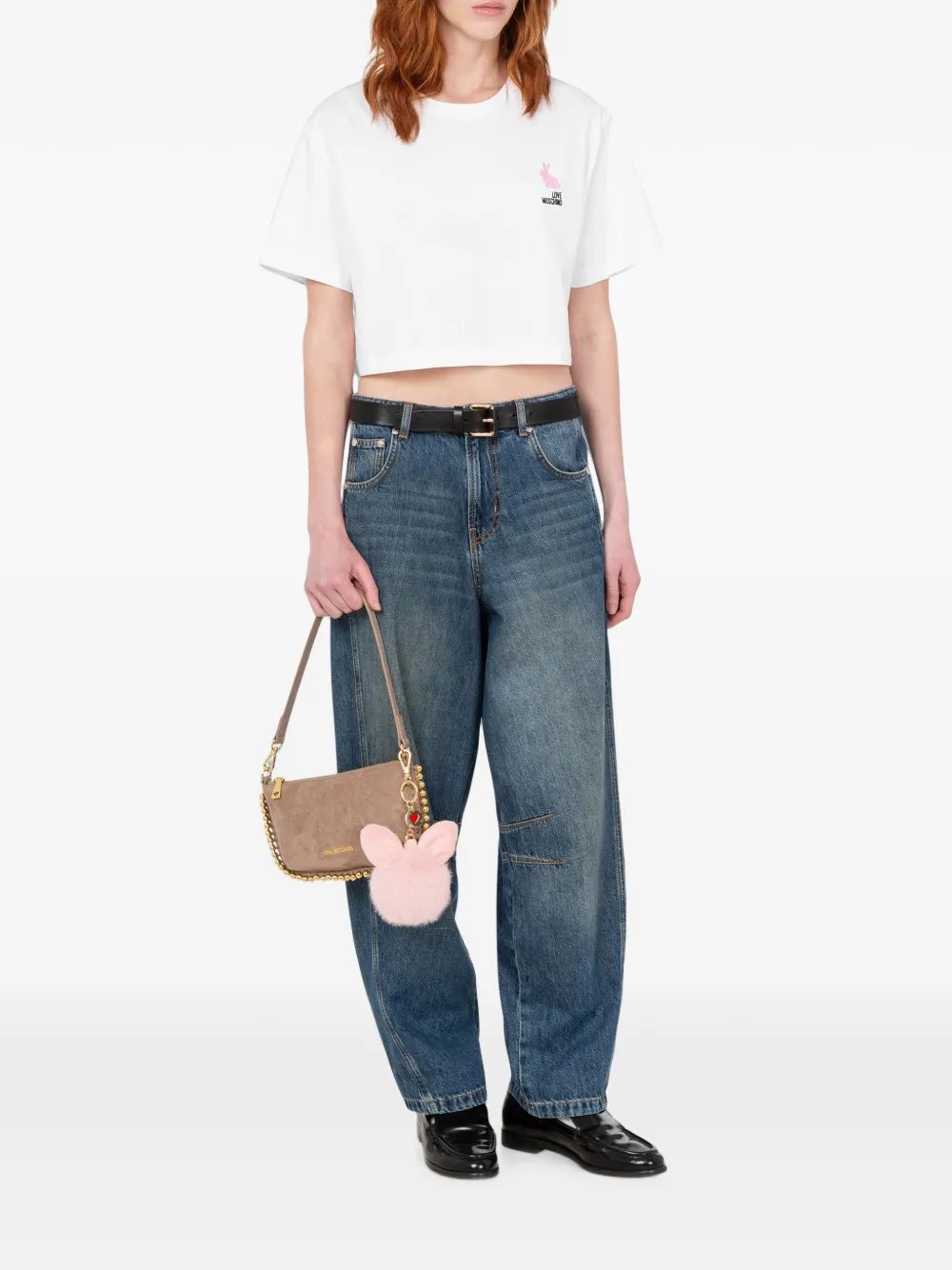 Love Moschino T-shirt met borduurwerk Wit