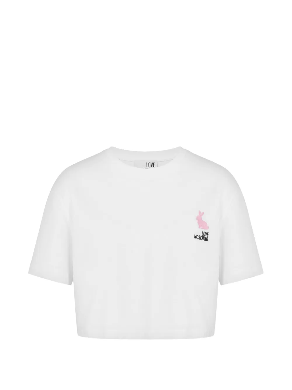 Love Moschino embroidered cotton jersey T-shirt - Bianco