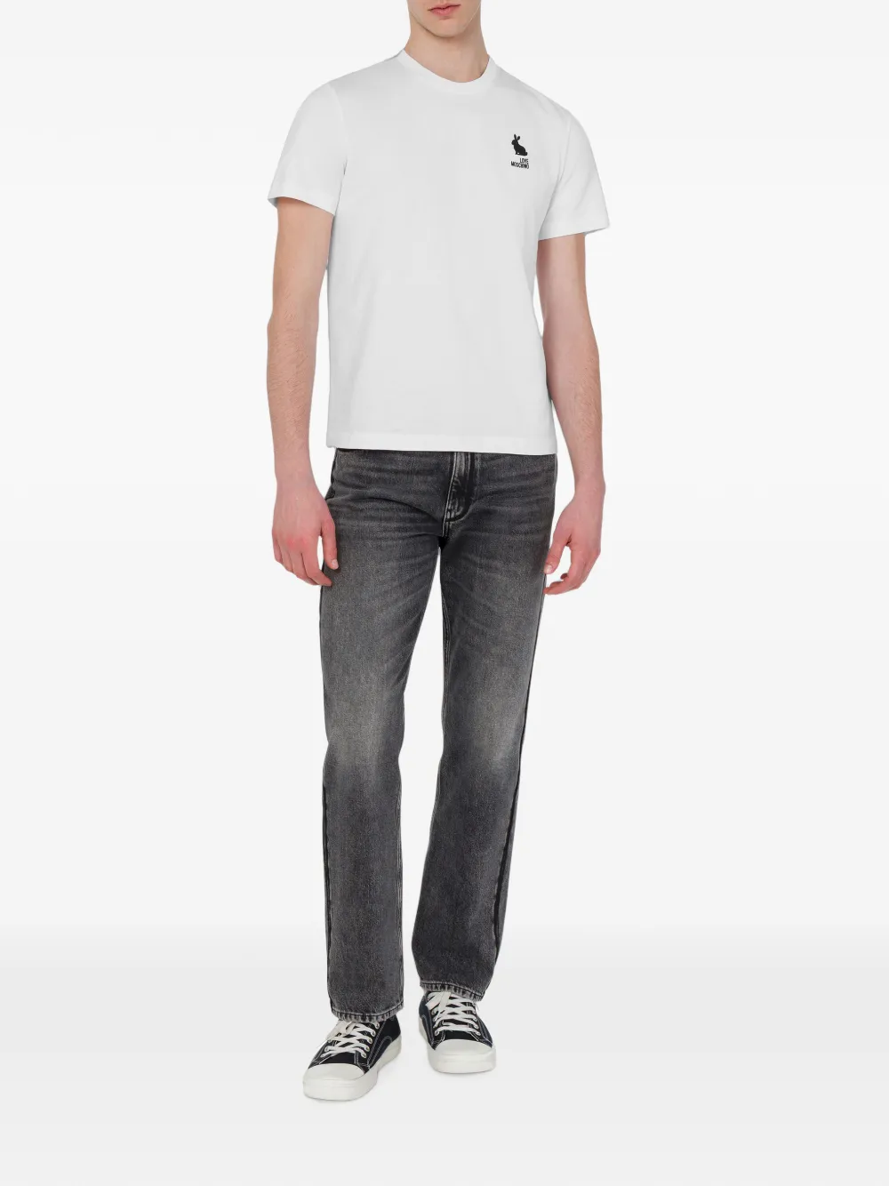 Love Moschino Jeans met vervaagd effect en logopatch Grijs