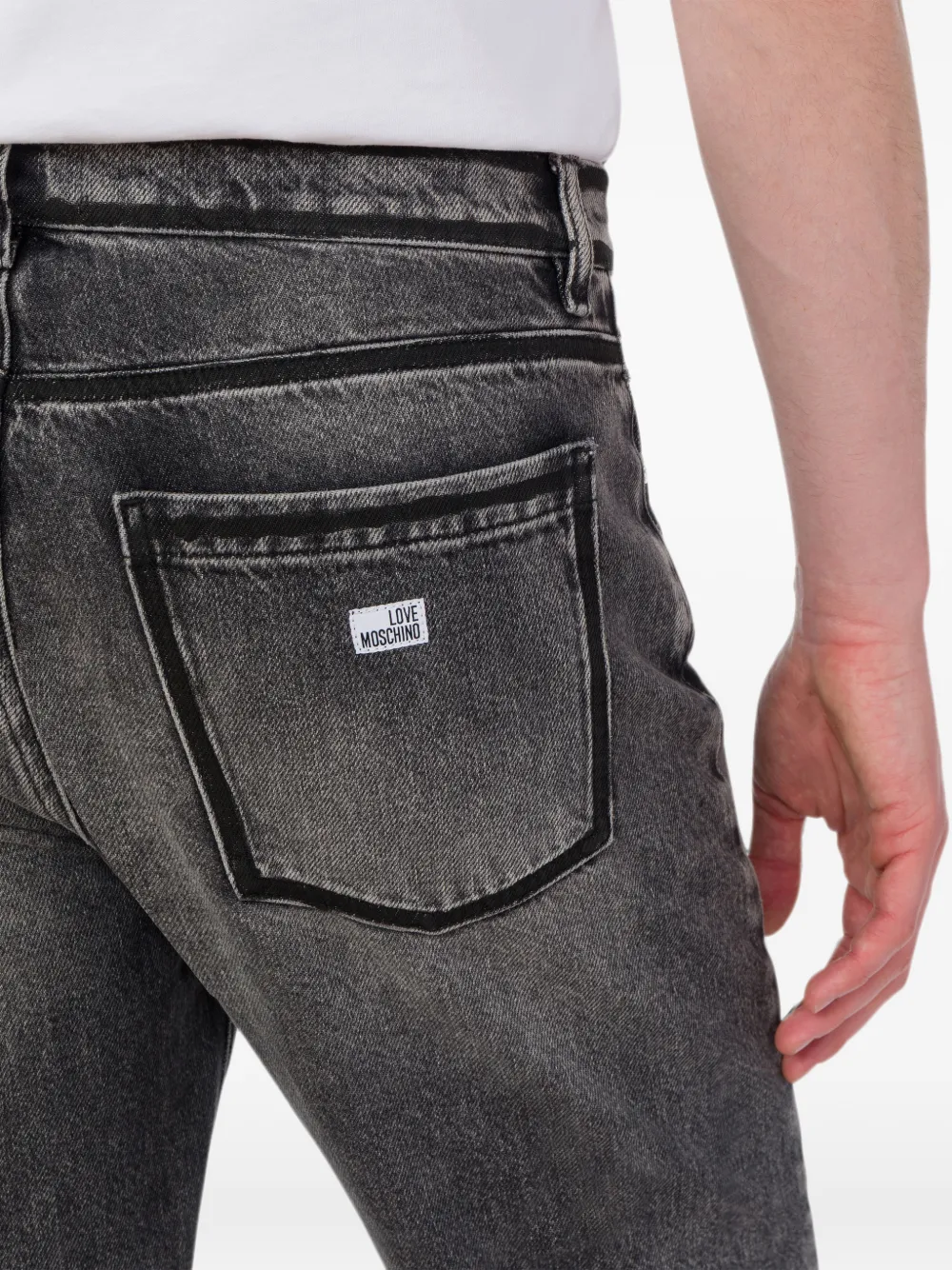 Love Moschino Jeans met vervaagd effect en logopatch Grijs