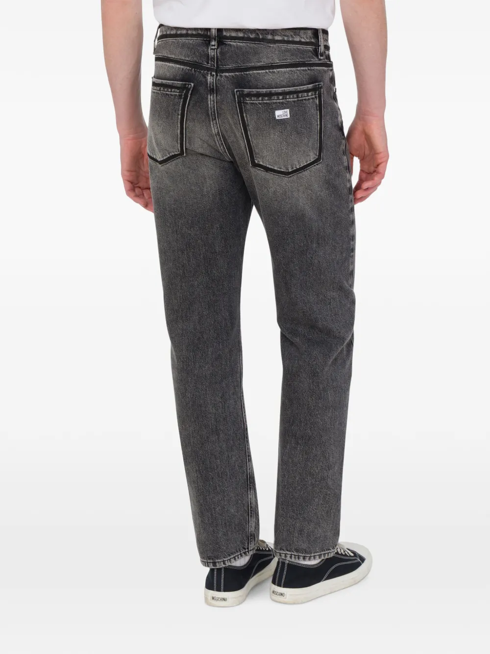 Love Moschino Jeans met vervaagd effect en logopatch Grijs