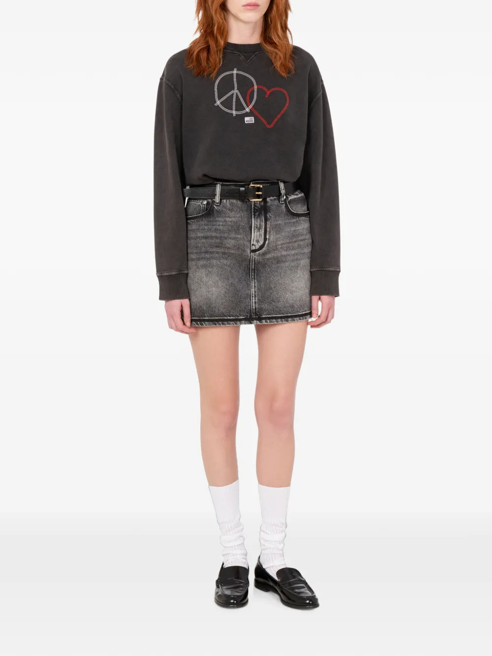 Love Moschino Katoenen sweater met borduurwerk Grijs