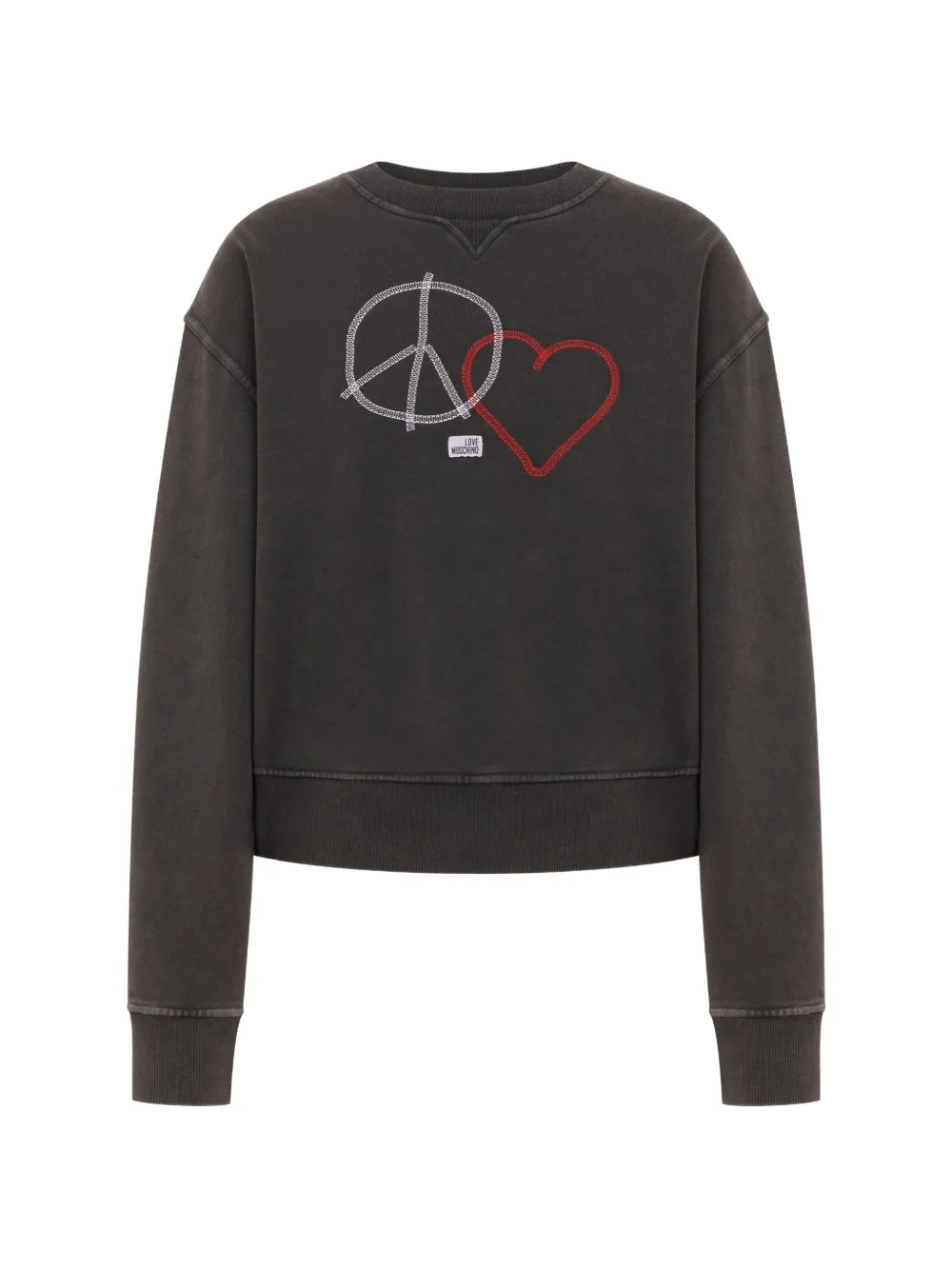 Love Moschino embroidered cotton sweatshirt in Grey