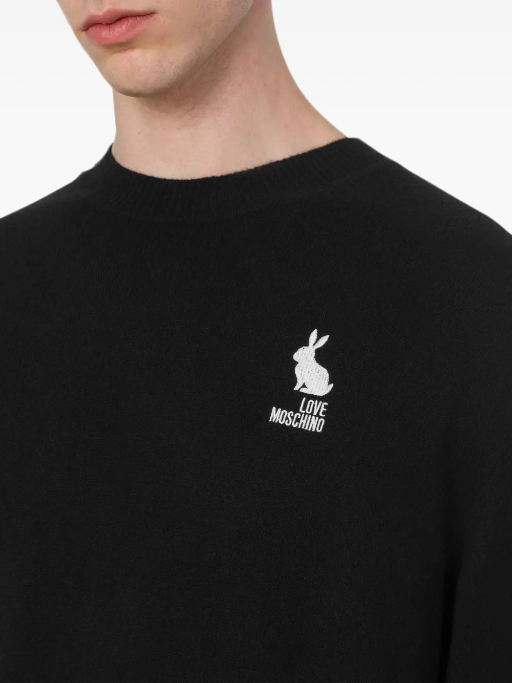 Love Moschino Trui met geborduurd logo en konijnenpatroon Zwart