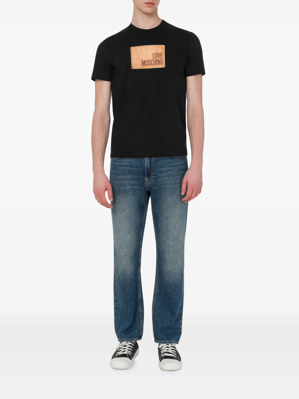 Love Moschino Katoenen jersey T-shirt met print Zwart