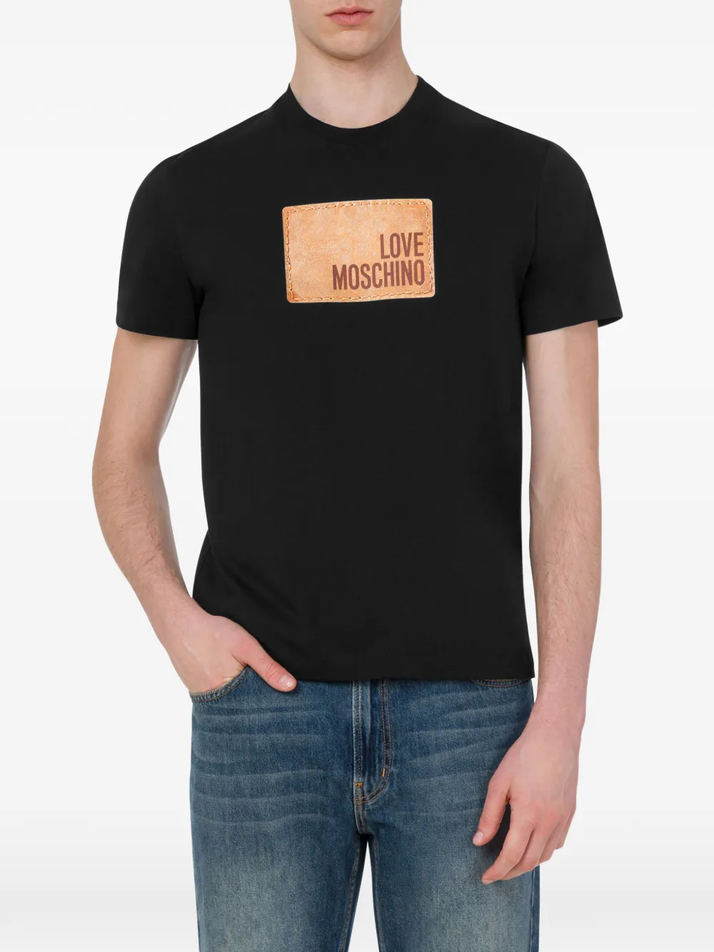 Love Moschino Katoenen jersey T-shirt met print Zwart