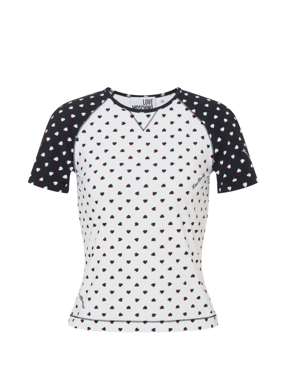 Love Moschino T-shirt in jersey tecnico con stampa - Bianco