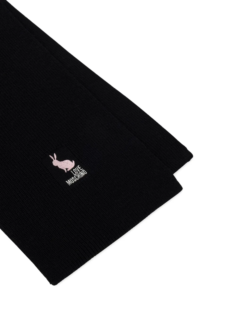 Love Moschino Ribgebreide sjaal met konijnen-patroon Zwart