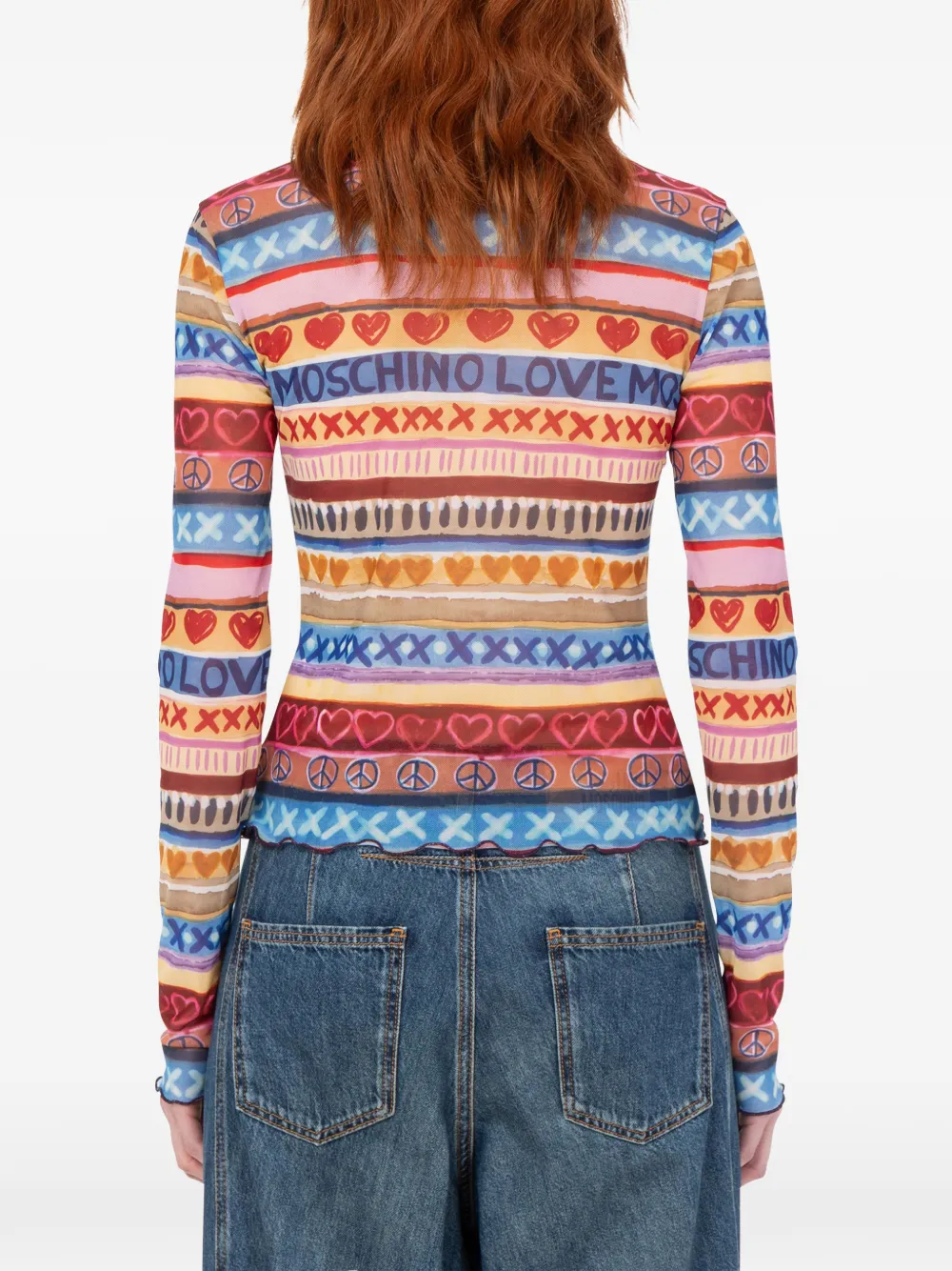 Love Moschino T-shirt met mesh Blauw