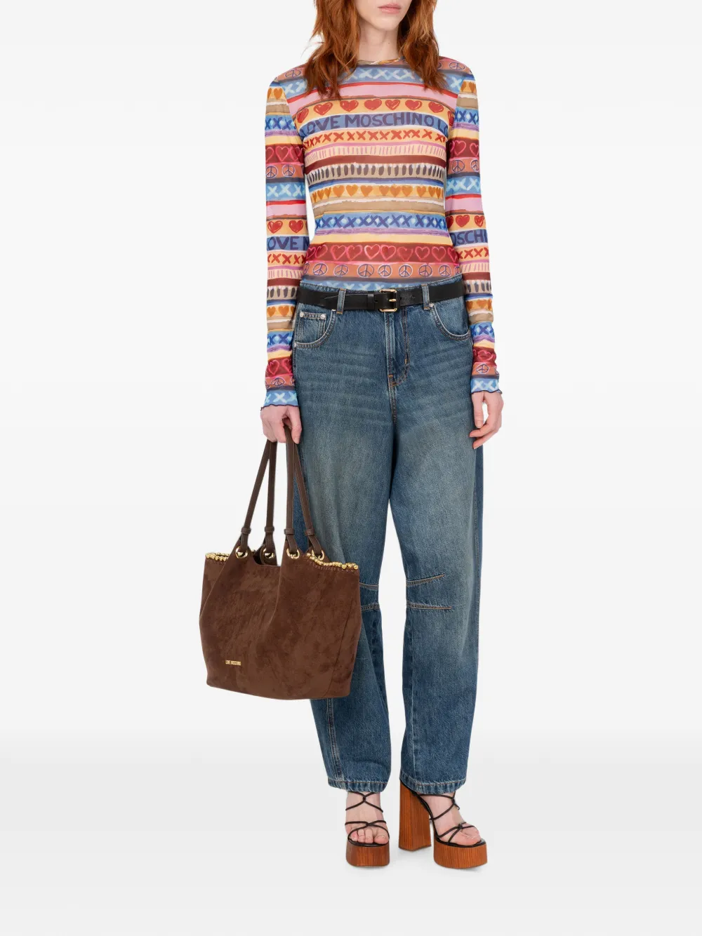 Love Moschino T-shirt met mesh Blauw