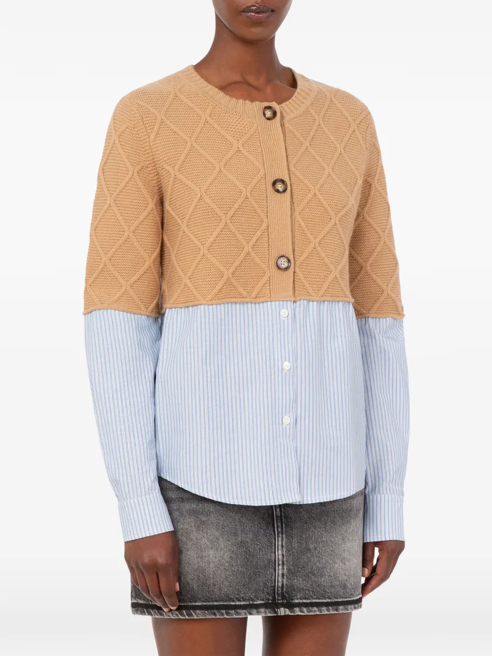 Love Moschino diamond-quilted layered sweater Beige
