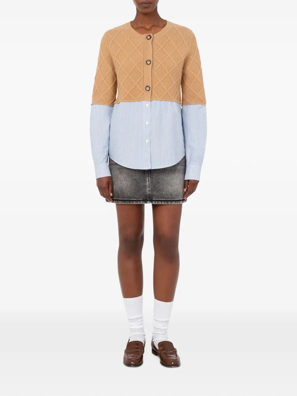 Love Moschino diamond-quilted layered sweater Beige