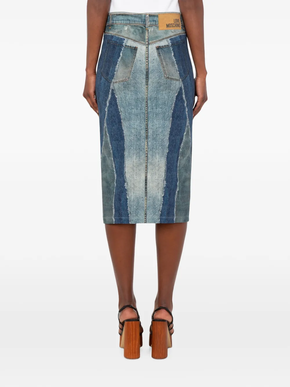 Love Moschino Stretch jersey katoenen rok met print Blauw