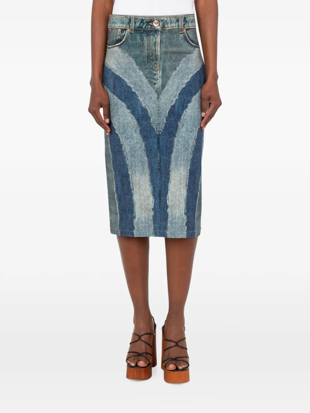 Love Moschino Stretch jersey katoenen rok met print Blauw