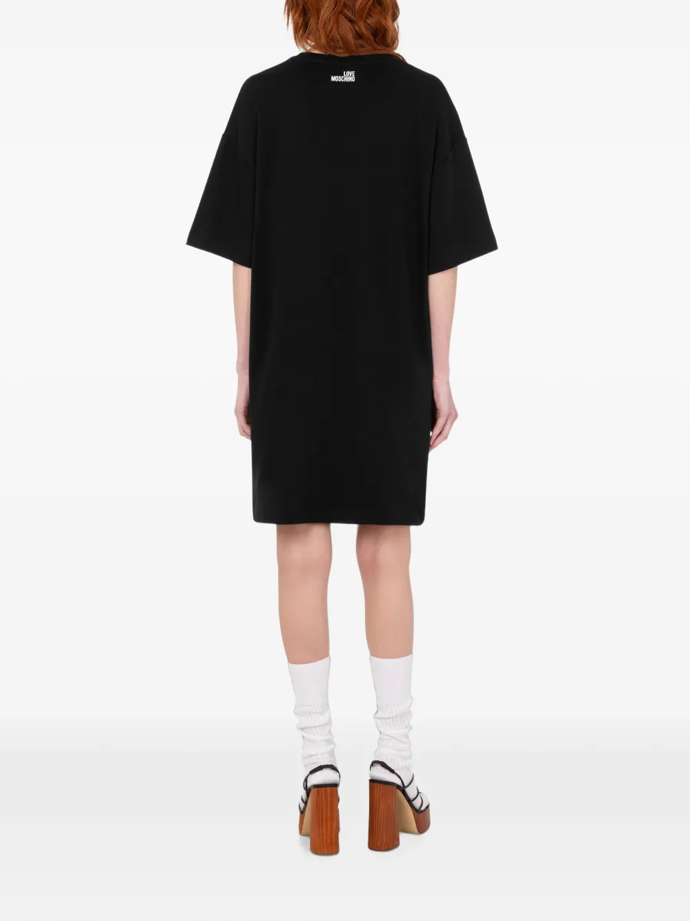 Love Moschino Jersey katoenen jurk met print Zwart