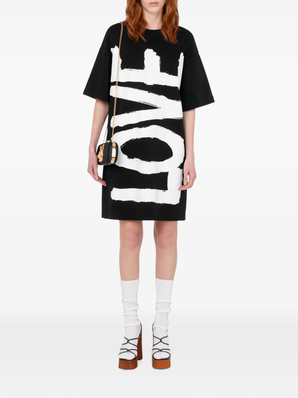 Love Moschino Jersey katoenen jurk met print Zwart