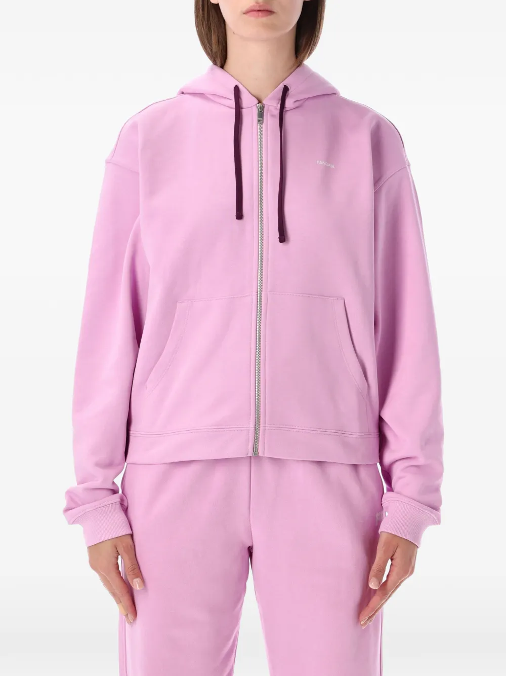 Pangaia logo-print zip-up hoodie - Rosa