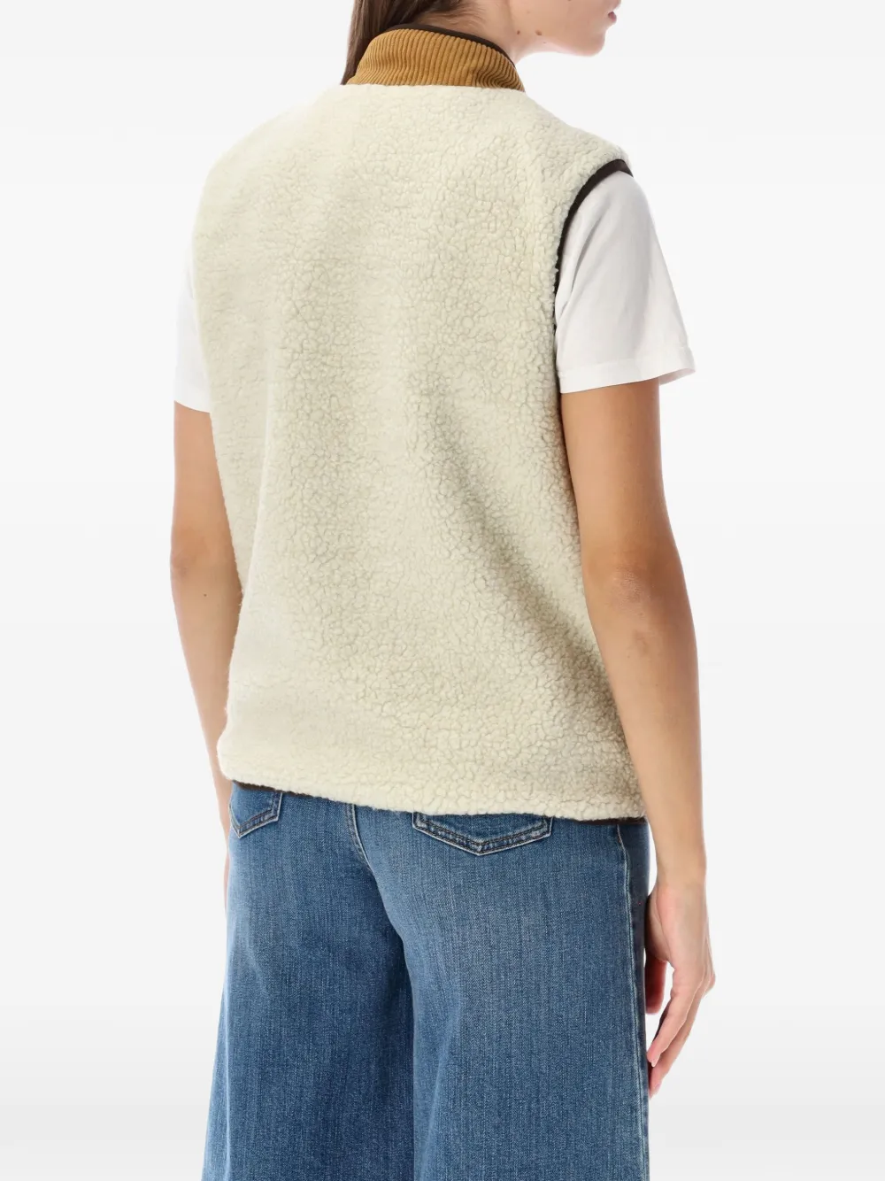 KAVU Ozette fleece top met ribfluwelen afwerking Beige