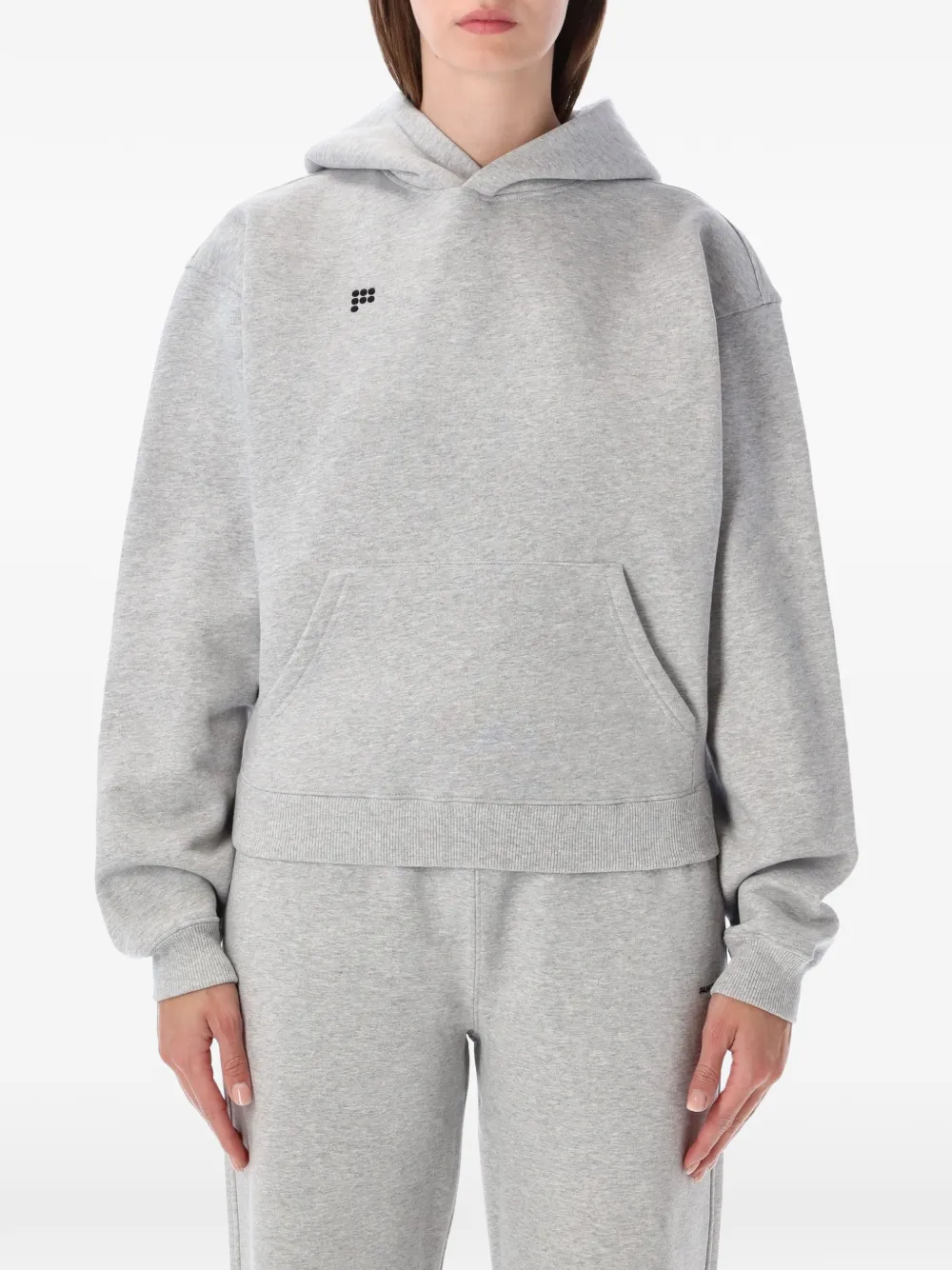 Pangaia logo-print drop-shoulder hoodie - Grigio