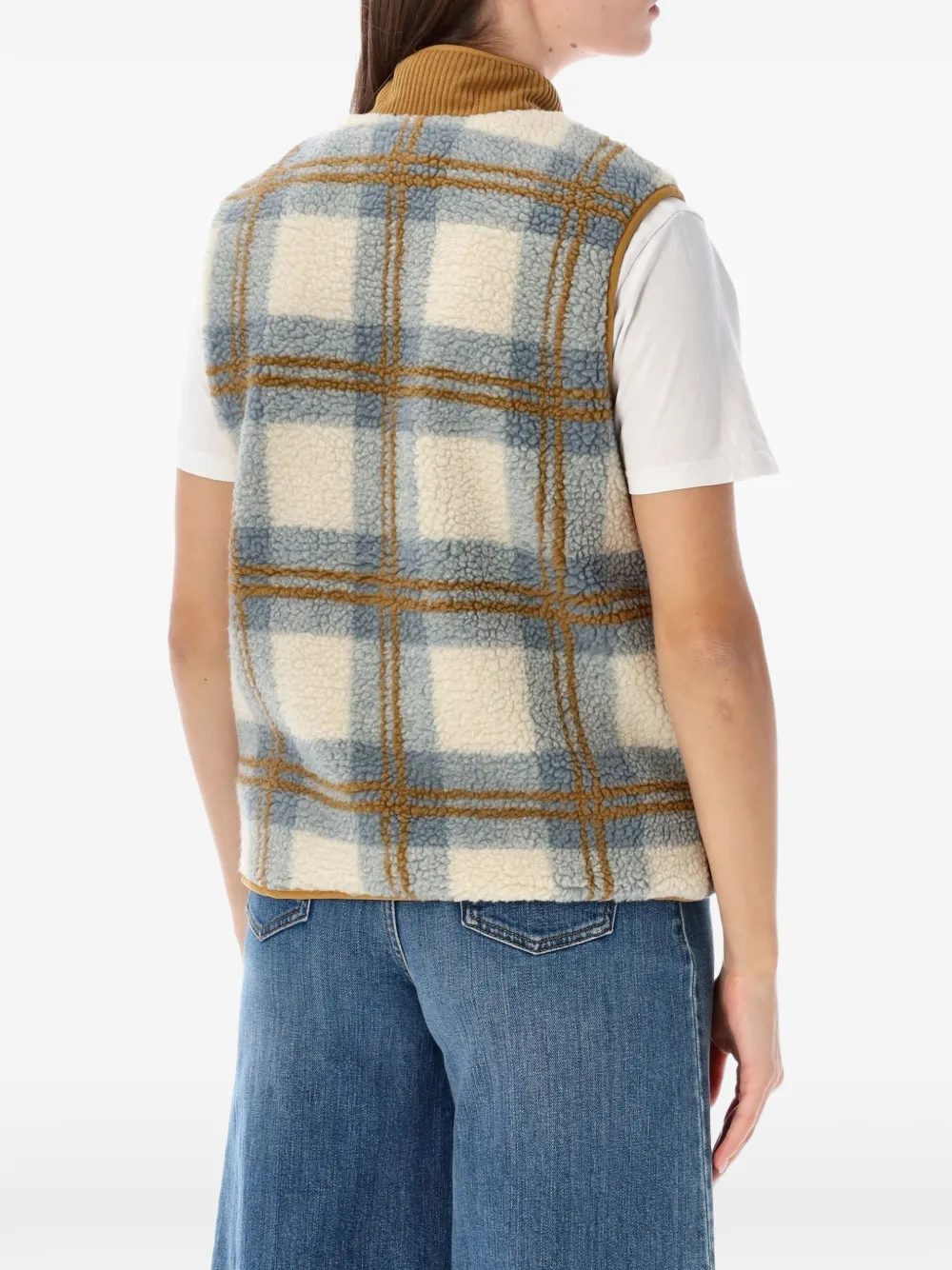 KAVU Ozette geruite fleece bodywarmer Beige