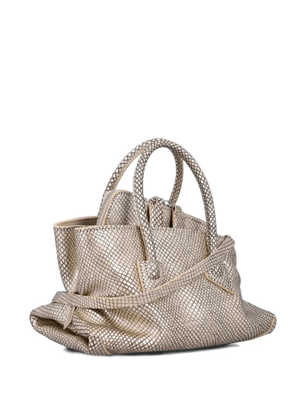 The Attico snake-effect leather tote bag Beige