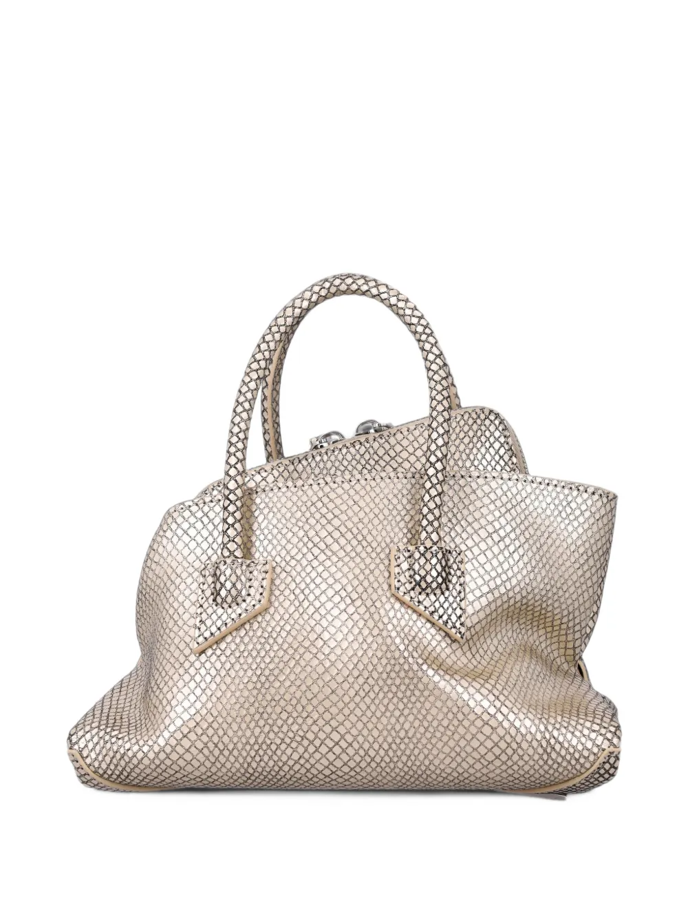 The Attico snake-effect leather tote bag Beige