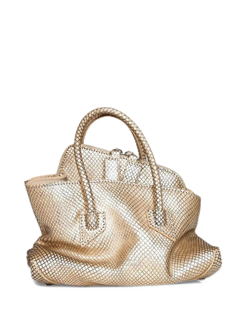 The Attico snake-effect leather tote bag Beige