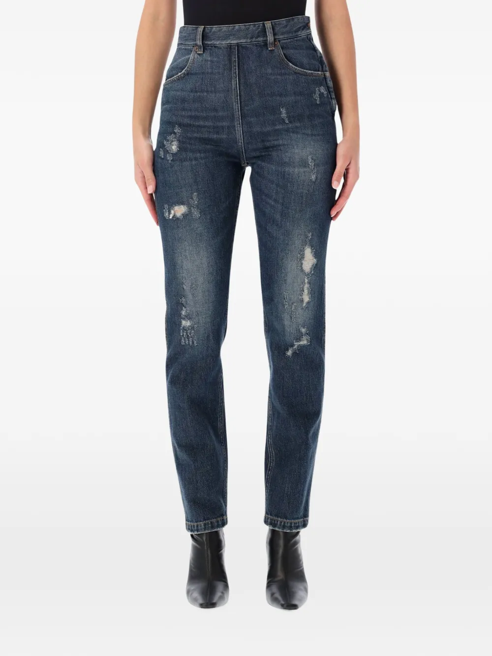 MM6 Maison Margiela distressed slim-fit jeans - Blu