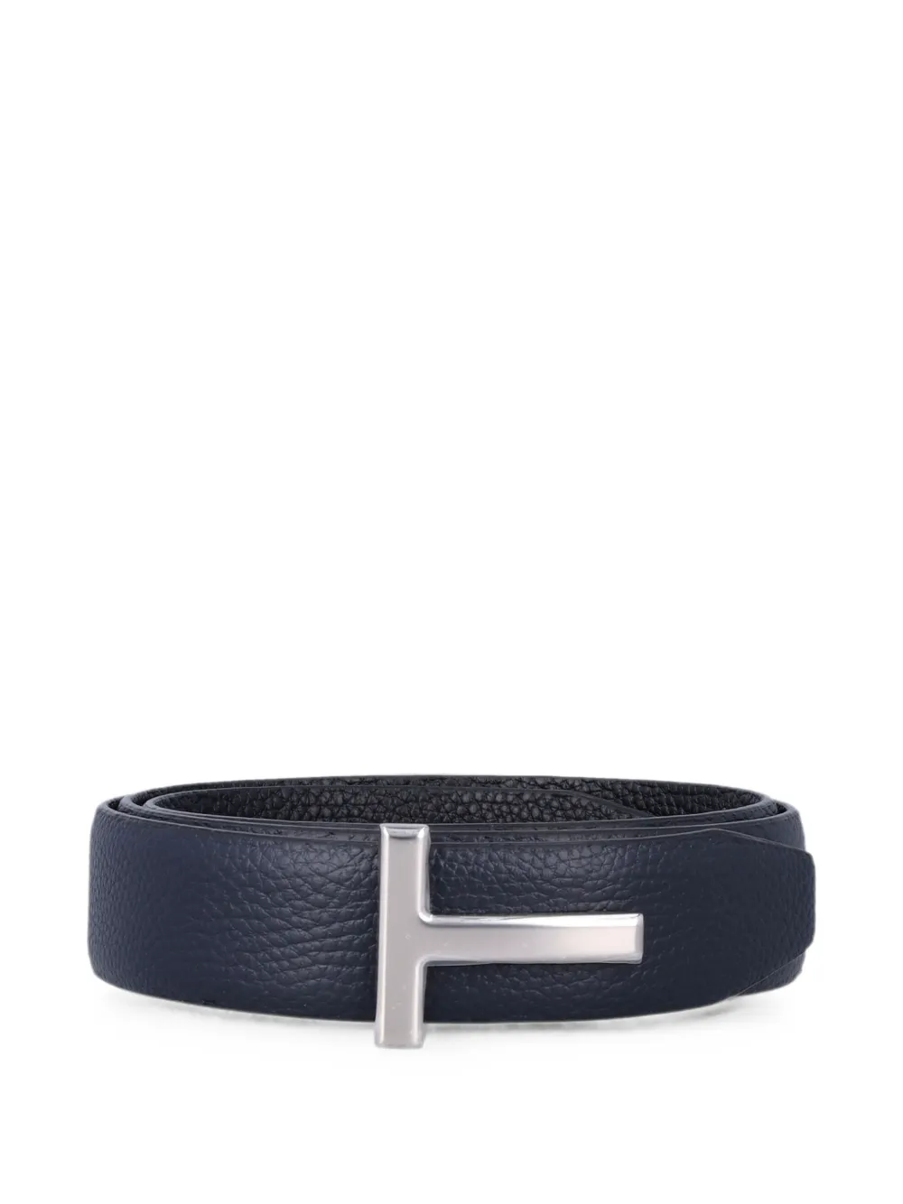 TOM FORD T-buckle grained-leather belt - Blu