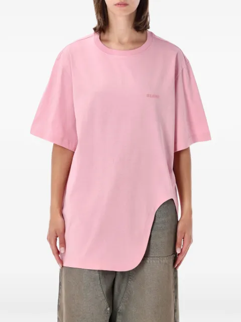 The Attico asymmetric-hem logo-embroidered T-shirt