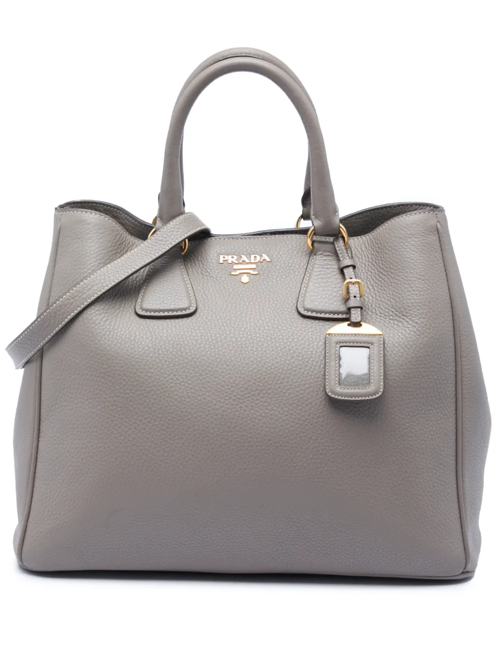 Prada Pre-Owned 2021-2026 Vitello Daino Open Convertible Tote satchel - Grigio