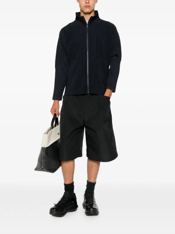 Homme Plissé Issey Miyake Pleated zip-up Shirt | Blue | FARFETCH RO