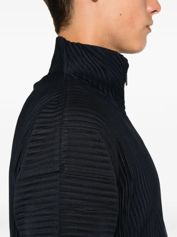 Homme Plissé Issey Miyake Pleated zip-up Shirt | Blue | FARFETCH RO