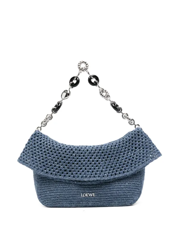 Loewe Medium Ola Bag in Crochet in Blue