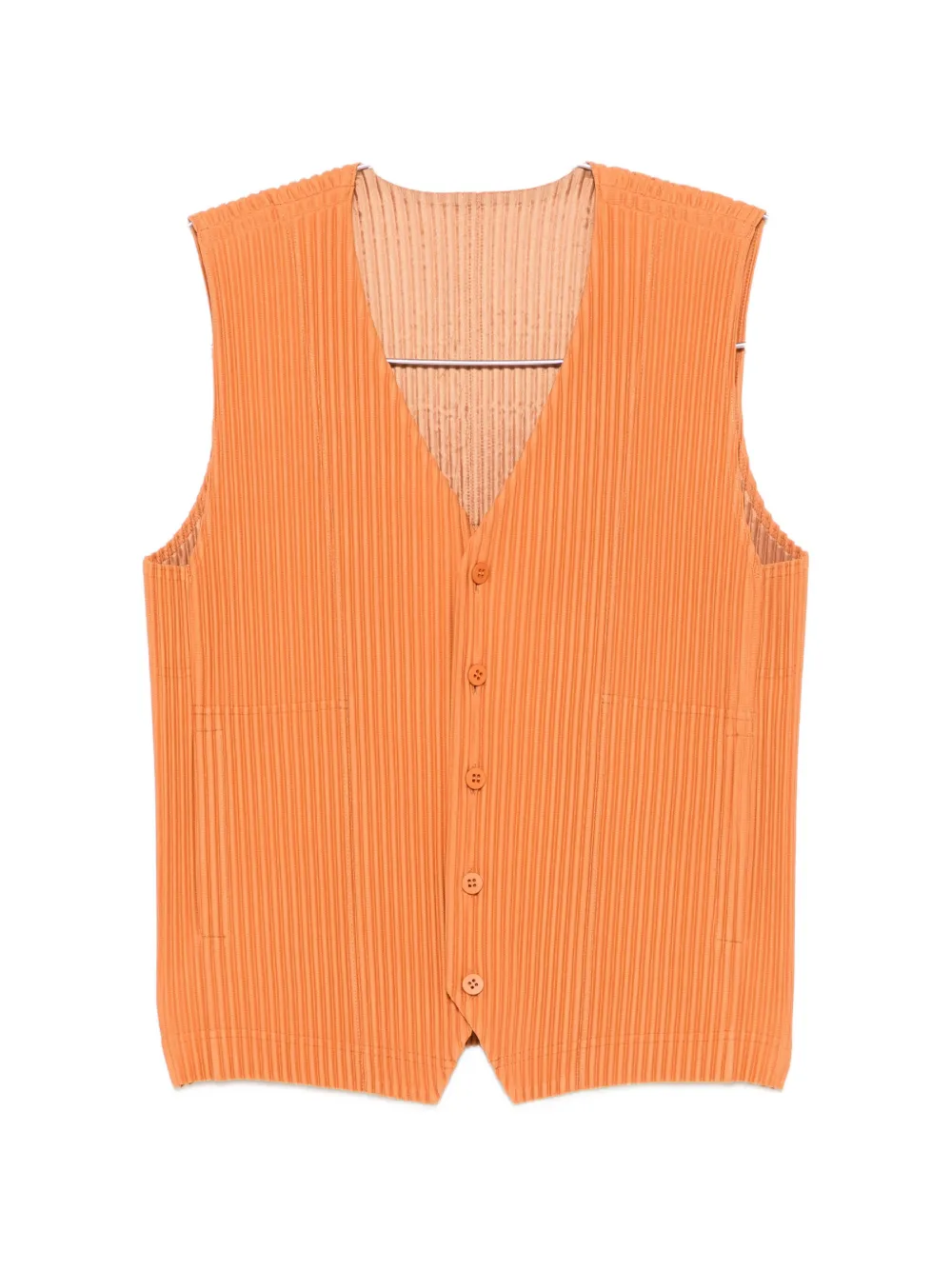 Homme Plissé Issey Miyake plissé-effect V-neck sweater - Orange