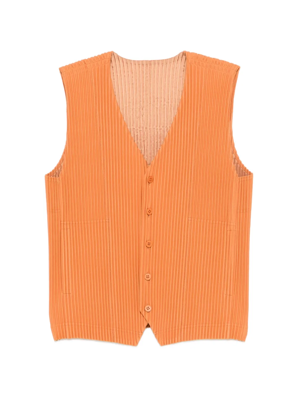 Homme Plissé Issey Miyake plissé-effect V-neck sweater - Arancione