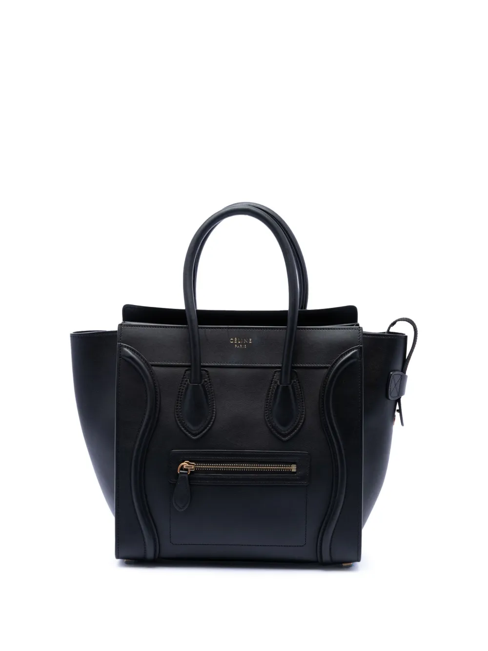 Pre-owned Celine 2018 Micro Smooth Calfskin Luggage Tote Bag In Black
