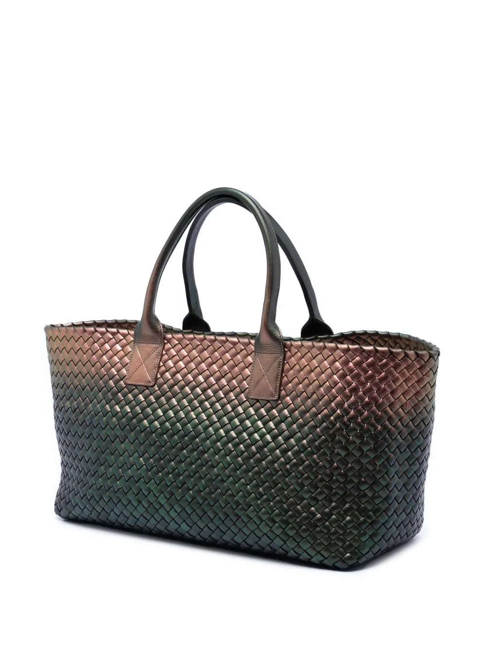  Bottega Veneta Pre-owned Bolso Shopper Cabat Mediano De Piel De Napa Tornasolado Con Diseño Intrecciato 2010 - Verde 
